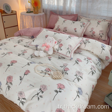 Dalga ıslak gül 40s pamuk dimi dört parçalı